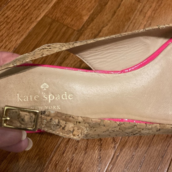KATE SPADE ♠️ Pointy Cork Flats W/ Neon Pink Toe 9.5 - Picture 6 of 8